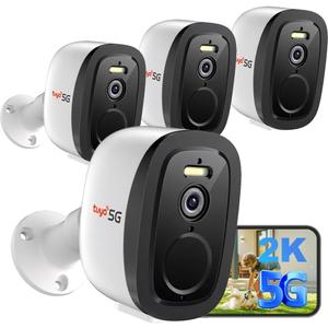 2K Security Cameras Wireless Outdoor 2.4G&5G WiFi, 4Pack Indoor Cameras for Home Security with AI Motion Detection & Siren,Color Night Vision, 2-Way Talk, Waterproof,Cloud/SD，Works w/Alexa