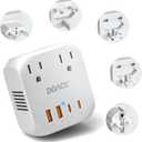 DOACE 2000W 220V to 110V Converter for European Travel for Hair Dryers, Voltage Converter US to Europe with Fast Charging Power Converter Adapter Combo with 4 USB Ports Step Down Transformer (White)