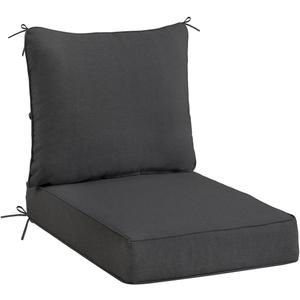 Sundale Outdoor Olefin Deep Seat Cushion, Patio Chair Cushion and Pillow, Water-Resistant Sectional Sofa Pad with StrapsDark Gray, 24 x 24 x 4 Inches