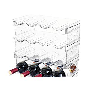 Stackable Wine Rack,Wine Bottle Holder for Inside Cabinet,for Pantry,Refrigerator,Countertop Organization-4 Tiers for 16 Bottles