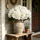 Kimura's Cabin 6pcs White Hydrangea Artificial Flowers Silk Fake Hydrangeas Faux Hydrangea Flowers with Stems for Wedding Bouquets Arrangement Home Table Centerpieces Baby Shower Party Decoration