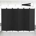 Kokorona 6 Panel Room Divider, 6FT Tall Folding Privacy Screen Wall Dividers, Portable Privacy Screen Freestanding Room Divider for Room Separation, Included - Cover Strips, Black, 120''W x 72''H