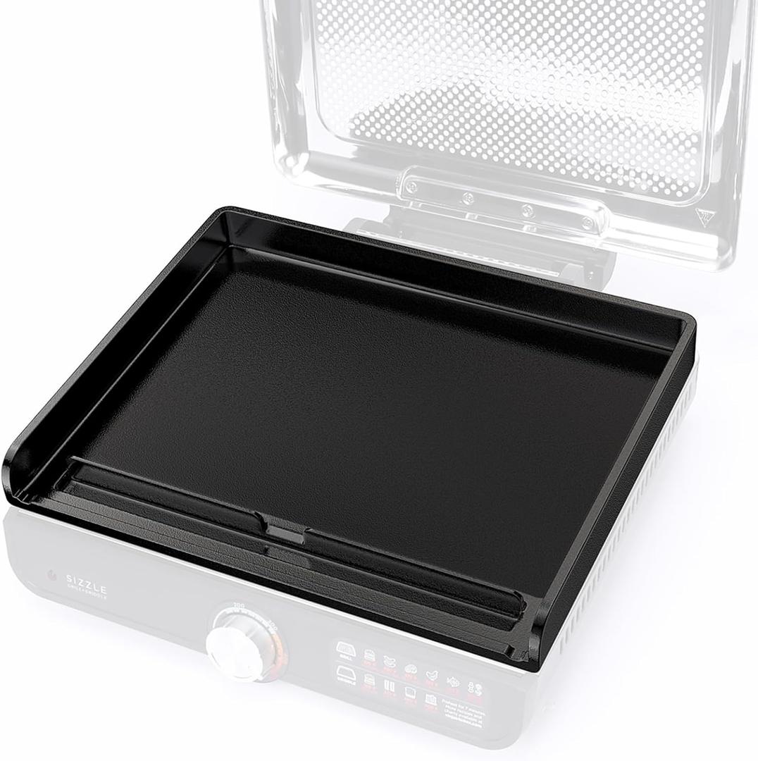 Nonstick Cast Iron Griddle for Ninja Sizzle Smokeless Indoor Grill Nanoceramic Griddle Insert for Ninja Grill GR101 GR101 14 inch Flat Top Grill Plate for Smokeless Sizzle GR100 Series