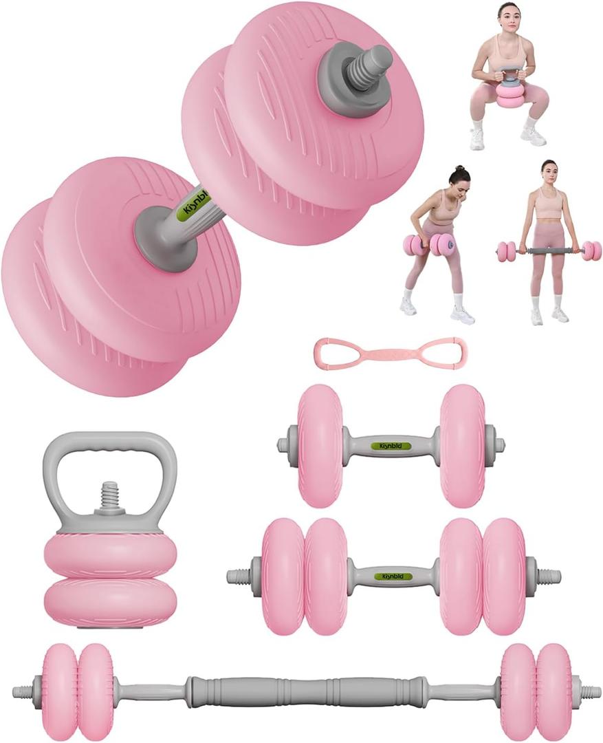 Adjustable Dumbbell Set, 4-in-1 Dumbbell, Kettlebell, Barbell&Plate