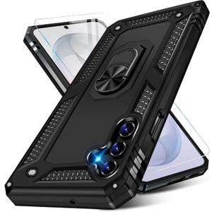 for Samsung Galaxy S26 Case with Screen Protector, Heavy Duty Military Grade Shockproof Rugged Protective Cover for Samsung S26 Phone Case with Metal Ring Magnetic Kickstand (Black)