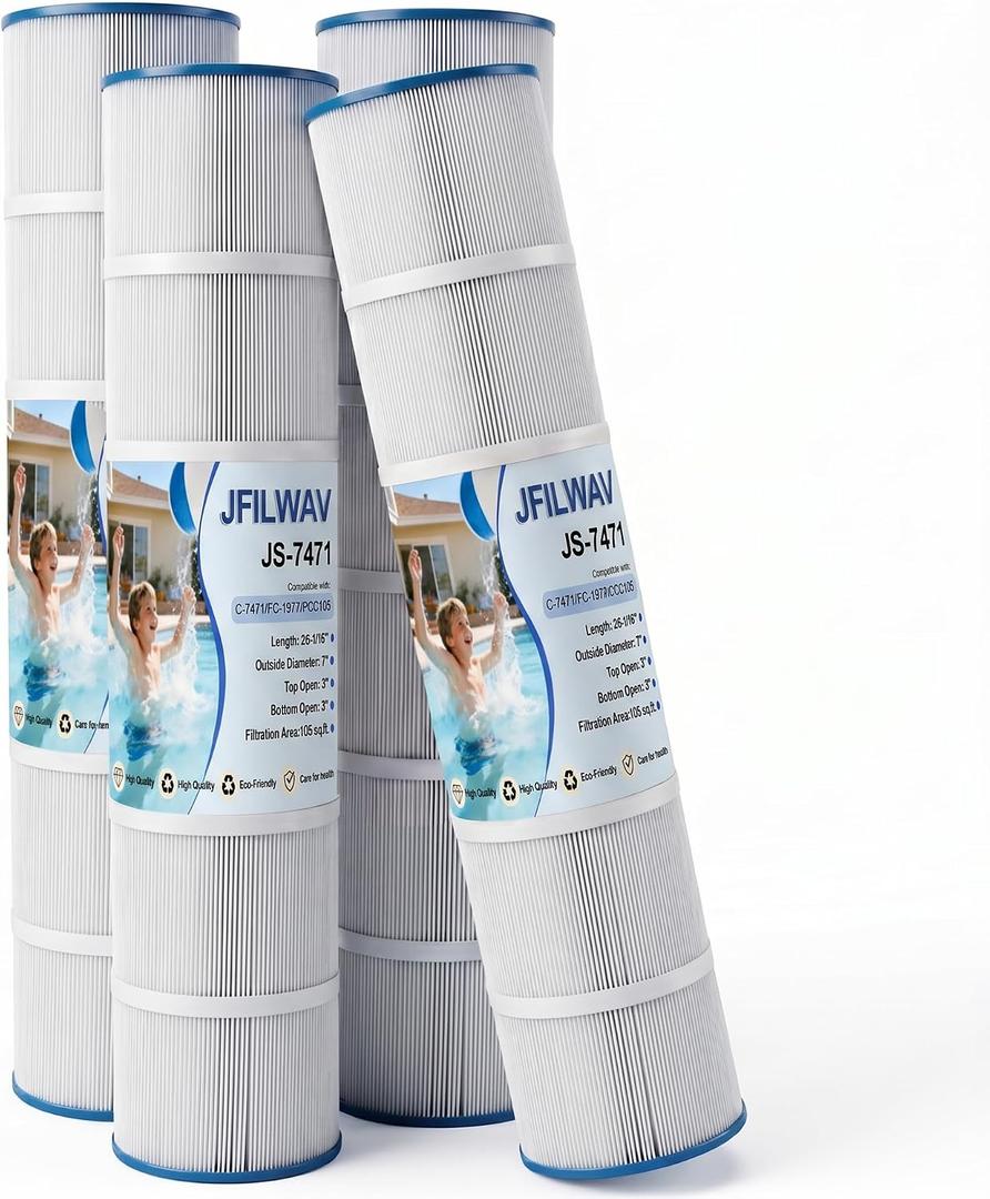 CCP420 Pool Filter Cartridges Compatible with Unicel C-7471, Ultral-A6, CCP420, 178584, 817-0106, R173576, Filbur FC-1977, 570-0425-07, | L x OD: 26"x 7" | 4 Pack