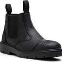 Steel Toe Boots for Men Waterproof, 6" Oiled Full Grain Leather Slip on Work Boots, Non-Slip, Puncture-Proof, Breathable, Comfortable Outdoor Lightweight Mens Work Boots (8, 2201 Black)