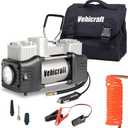 Silver Tire Inflator Portable Air Compressor, Heavy Duty Double Cylinders Auto Pump, 12V Portable Air Compressor Pump with Emergency LED Light - 150PSI Tire Pump, Apply to Car, SUV, RV