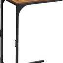 WLIVE C Shaped End Table, Small Couch Side Tables with Metal Frame That Slide Under, Sofa Table TV Tray for Living Room, Bedroom, Rustic Brown