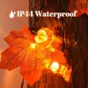 2 x Halloween Lights with Timer for Thanksgiving Decorations: Battery Pumpkin Maple Leaf String Fairy Lights with Romote - 13ft 40 Led Orange Lights for Halloween Autumn Fall Harvest Outdoor Garland Decor