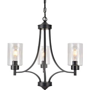 3 Lights Black Traditional Chandelier Rustic Kitchen Island Lighting Fixtures Hanging Clear Glass Cylinder Pendant Lights Classic Ceiling Light for Dining Room Bedroom Foyer 3 Lights Black Traditional Chandelier Rustic Kitchen Island Lighting Fixtures Hanging Clear Glass Cylinder Pendant Lights Classic Ceiling Light for Dining Room Bedroom Foyer