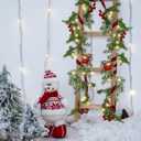 Spiareal 1 Pcs 5.74 ft Christmas Garland with Light Christmas Lighted Pine Garland Prelit Battery Operated Cedar Pine Cone Red Berry Greenery for Mantle Fireplace Decor