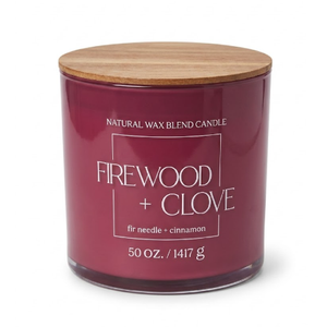 Natural Wax Blend Candle Firewood + Clove fir Needle + Cinnamon 50oz/1417g 