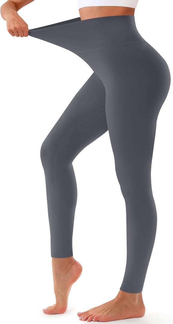 Bluemaple High Waisted Leggings for Women - Tummy Control Pants Non See Through Workout Soft Yoga Pants for Running Plus Size (Gray), Size S/M