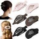 6 Pcs Flat Hair Clips for Women, 2 Styles Lay Flat Claw Clips, Large Non-slip Matte French Hair Clips for Thin Thick Hair, Neutral Color