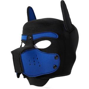 Pup Mask Adult The Dog Face Free Size Removable Neoprene Mask with Ten Colors (Black&blue)