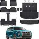 for Hyundai Palisade 2020-2024 2025 Floor Mats Cargo Mat with Backrest Mats and Trunk Lower Mat, All Weather TPE Cargo Liner Trunk Mat for Palisade Calligraphy Car Mat 7/8 Seat Accessories