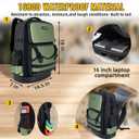 Tool Backpack Heavy Duty, Tool Bag Backpack For Men, Large Empty Toolbag Organizer with Waterproof Molded Hard Bottom, Utility Tool Laptop Storage Back Pack, HVAC Technician Electrician Construction