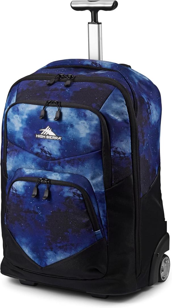 High Sierra Freewheel Pro Wheeled Backpack with 360 Degree Reflectivity, Adjustable Handle, Large Main Compartment, and Laptop Sleeve, Space/Black