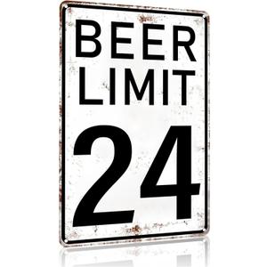 Crazysign Bar Accessories Vintage Beer Limit 24 Tin Sign for Home Bar Man Cave Garage Basement Decor 8X12 Inch (3396) (Ivory Grey)
