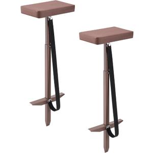 Pack of 2 Padded Camo Marsh Seats with Ground Stakes, Adjustable Mud Hunting Chairs for Duck Blind, Folding Swamp Seat for Deer Waterfowl Turkey Hunt Camping Outdoors (Brown)