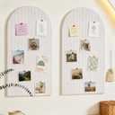 2Pack Arched Felt Bulletin Board 12 Pcs with Push Pins (Beige, 35" x 24") | 2Pack Bulletin Board, 12 Pcs Self-Adhesive Tiles, Arch Pin Cork Board, Includes 40 Pushpins