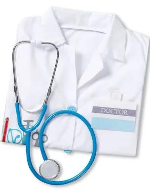 Doctor Coat for Kids with Stethoscope Toy Toddler Dress Up Costume for Boys and Girl, Age 3-4