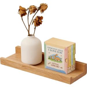 Oak Floating Shelves 12 Inch Wall Shelves for Decor and Storage, 4 Inch Deep Natural Solid Wood Shelf, Picture Ledge Shelf for Bedroom Bathroom Living Room KitchenLaundry Room