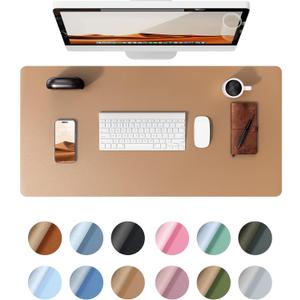 YSAGi Leather Desk Pad Protector, Office Mat, Large Mouse Pad, Non-Slip PU Blotter, Laptop Waterproof Writing for and Home (23.6" x 13.8", Khaki)