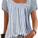 Womens Petal Sleeve Tops Summer Trendy T Shirt Casual Loose Square Neck Button Blouse Tees (Large)