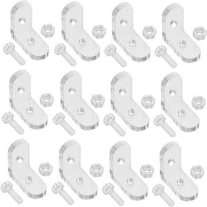 40Pcs Clear Acrylic L Brackets 90 Degree Right Angle Bracket Support Durable Corner Braces with Screws Bolts Corner Connectors Joint Hanger for Wooden Boxes, Shelves, Cabinets & DIY Display Cases