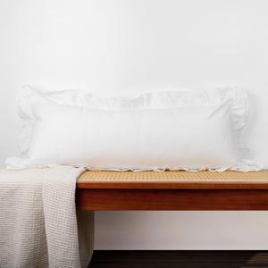 14x36 inch Scalloped Lumbar Pillow Cover, White Ruffle Throw Pillow Cover Solid Pure Cotton Decor Couch Farmhouse Soft Cushion Case for Couch Sofa Bed Living Room, ONLY 1 Cover