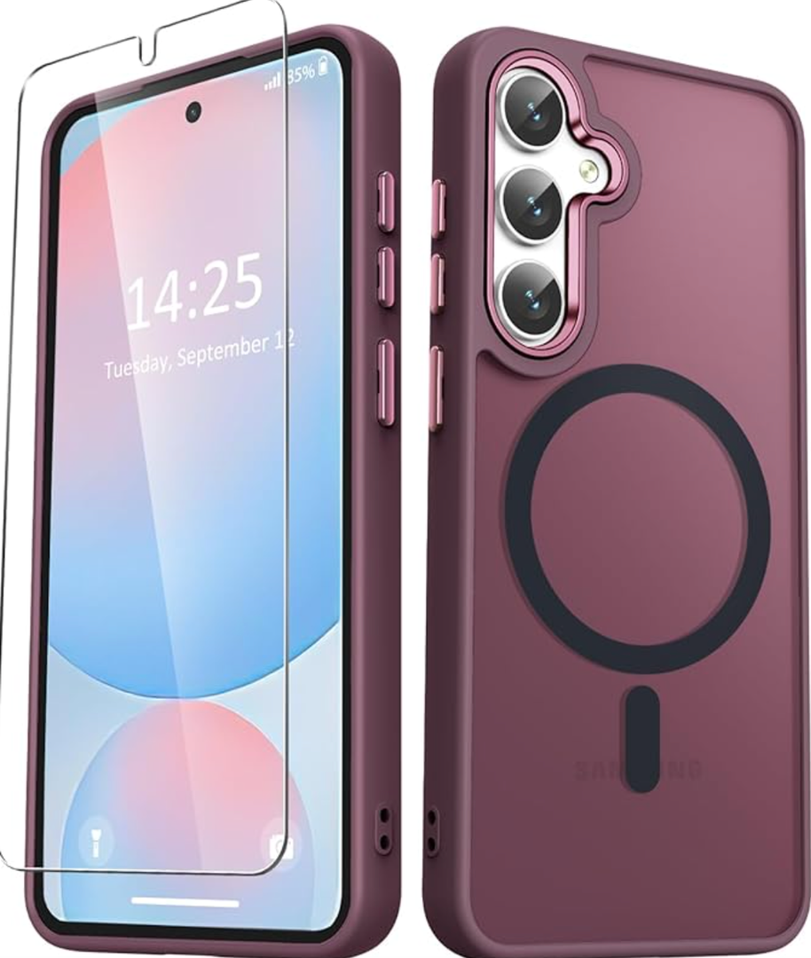 Designed for Samsung GalaxyS25, S25  Case Magnetic Ring Wine