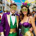 2 x Mega-L Mask for Mardi Gras Party, Accessories in Mardi Gras Festival, Mask Outfit for Women and Men, Perfect for Fat Tuesday Party Decorations, Carnival Parade Masks, Masquerade Party Favor