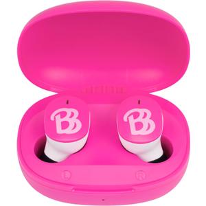 eKids Barbie Wireless Earbuds with Microphone, Bluetooth Earbuds with Charging Case for Ear Buds, Designed for School, Home, or Travel