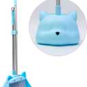 28'' Kids Mini Broom and Dustpan Set - Toddler Cleaning Toy, Toddler Household Helper, Parent-Child Interactive Play Cleaning Tool, Cute Cartoon Design, Small Safe Corner Broom (Blue Bubble)