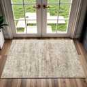 Soalmost 2x3 Washable Rugs for Kitchen, Floor, Entryway, Powder Room Small Area Rug Non-Slip Vintage Low Pile Throw Door Mat Brown