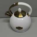 SUSTEAS Stove Top Whistling Tea Kettle - Food Grade Stainless Steel Teakettle Teapot with Cool Touch Ergonomic Handle, With 1 Silicone Pinch Mitt Included, 2.64 Quart(WHITE)