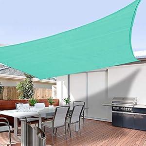 Shade&Beyond Sun Sail Shade Canopy Rectangle 8'x10' 185GSM Shade Sail for Patio Deck Yard Backyard Outdoor Facility and Activities Turquoise