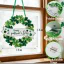 St. Patricks Day Wreath for Front Door, 13Inch Foldable Shamrock Wreath with Word Signs for Irish Holiday Outdoor, Wall Decor (Green, White, and Gold)