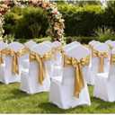 Satin Chair Sashes Bows 7x108 Inch Party Dinning Room Chairs Accessories Knots Ties for Wedding Birthday Banquet Baby Shower Hotel Christmas Celebration Decoration50 Pack, Gold