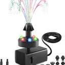 SZMP Bird Bath Fountains, Upgraded 24-Hours Working Bird Bath Fountain Pump with Light & 7 Nozzle, 16.4Ft Power Cord & Adapter, Adjustable Water Pump for Garden, Fish Tank, Outdoor (Colorful)