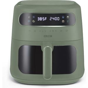 CRUX x Marshmello 8.0 QT Digital Air Fryer with TurboCrisp Technology, Touch Screen Temperature Control, Timer and Auto Shut-off, Fully Programmable, Silicone Liner Included, Olive