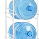 OYEAL 5 Gallon Water Bottle Jug Holder 3-Tier Water Bottle Holder Organizer with Top Shelf, Heavy Duty Water Dispenser Stand Rack for Kitchen Living Room Office, White, 12.9 inches L x 12.9 inches W x 39.9 inches H