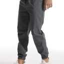 YAXHWIV Men's Casual Joggers Pants Cotton Drawstring Twill Cargo Pants Lightweight Tapered Track Jogging Sweatpants (Black, S)