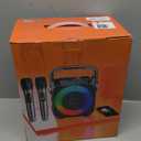 Karaoke Machine, Portable Bluetooth Speaker with 2 Wireless Microphones for Adults & Kids with Lights, Karaoke Microphone with PA System Supports USB/TF/FM/AUX for Home Party Home System Packages (Black)