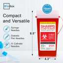 Sharps Container Small - Sharps Containers for Home Use and Labs - Portable Needle Disposal and Travel Size Biohazard Bin - 2 Quart (Pack of 1)