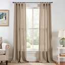 jinchan Linen Blend Curtains 96 Inches Long for Living Room Farmhouse Rod Pocket Back Tab Light Filtering Window Drapes for Bedroom Curtains Taupe 2 Panels
