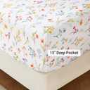 Viviland Floral King Sheet Set - 4 Piece Vintage Botanical Flower and Leaves Patterned Bed Sheets - Soft, Breathable Microfiber Sheets with Deep Pocket, Non-Slip Fitted Sheets & Pillowcases