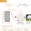CLOUDY BAY 3 inch 5 Color Ultra Thin LED Recessed Light with Junction Box, Canless Wafer Downlight, IC Rated, 8W CRI90+, 5 Color Temperature Selectable, Illumination Diameter 1-7/8inch,White, 6 Pack
